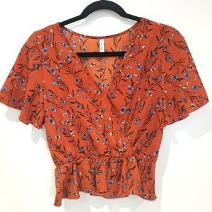 7DAYWKND Floral Light Red Top